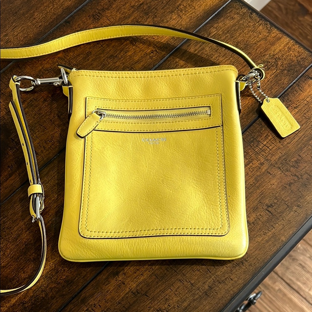 Coach Yellow Crossbody Bag with Silver Accents